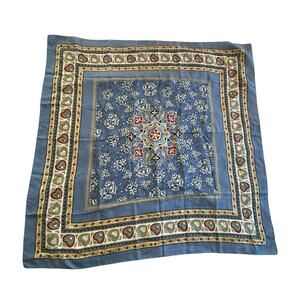 Vintage Folk Art‎ Heart Scarf Blue Floral Square 33" Cottagecore Boho